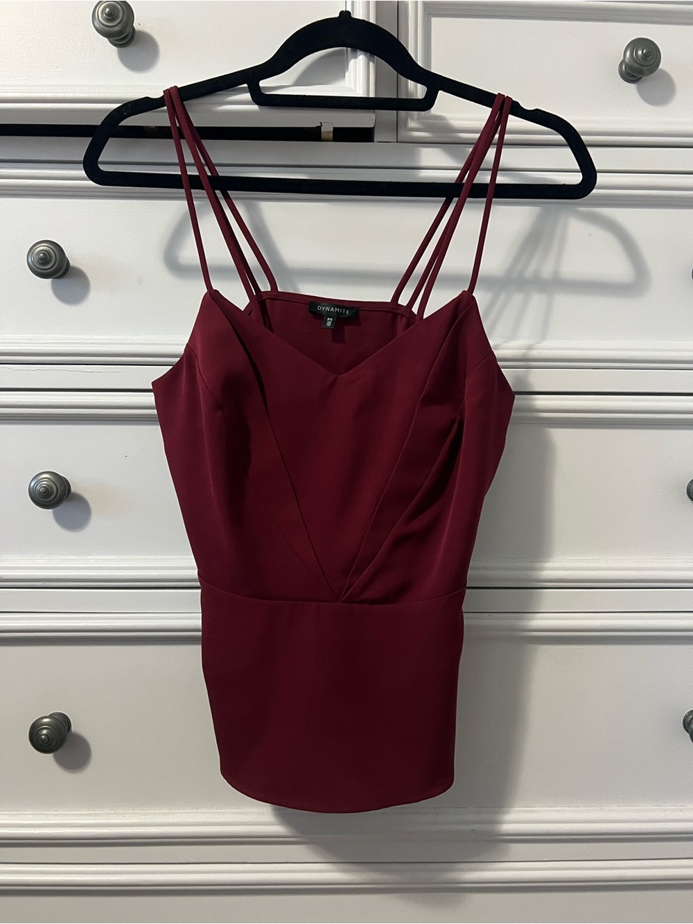 Dynamite Double-Strap V-Neck Camisole in Burgundy